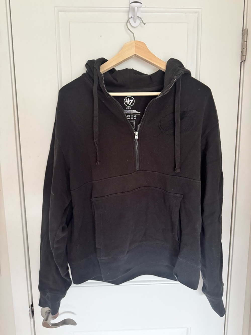 ‘47 brand Tampa Bay Lightning “Bolts” quarter zip hoodie black tonal embroidery